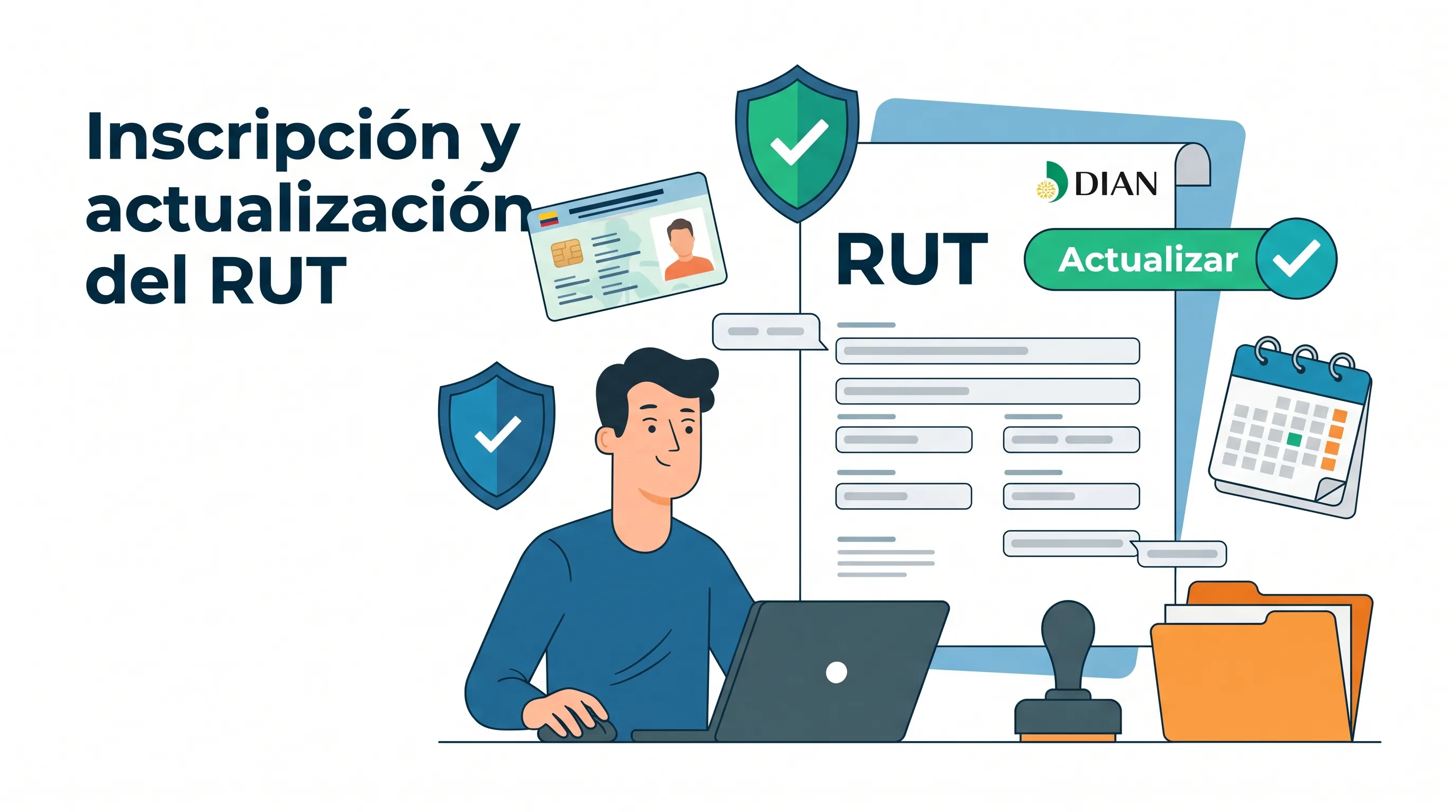 Ilustración: persona actualizando su RUT en línea